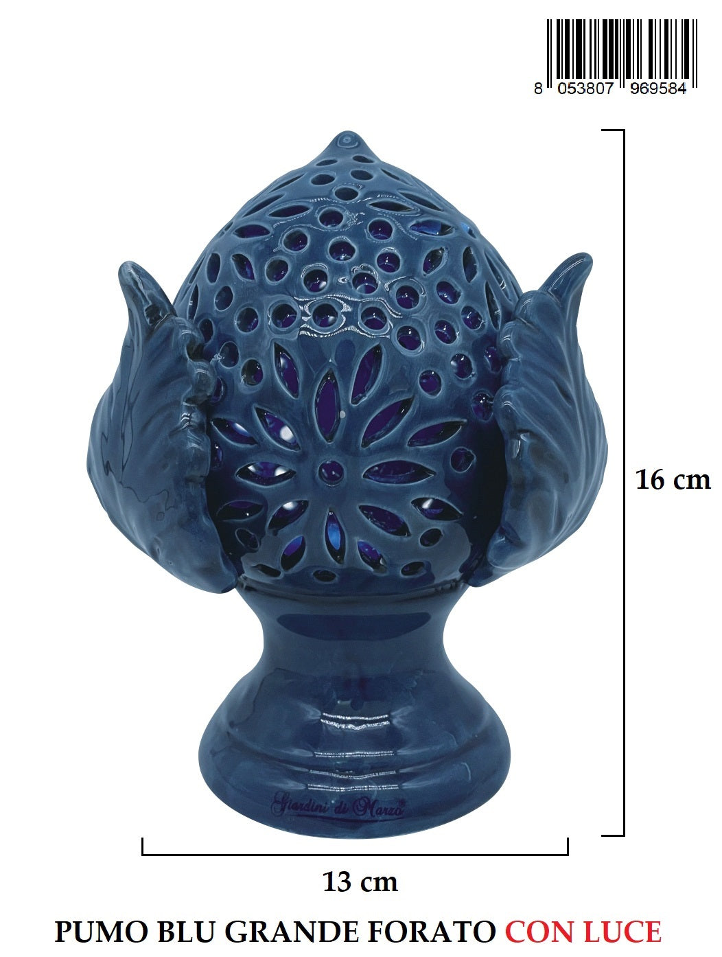 Pumo Grande Blu Forato H16cm