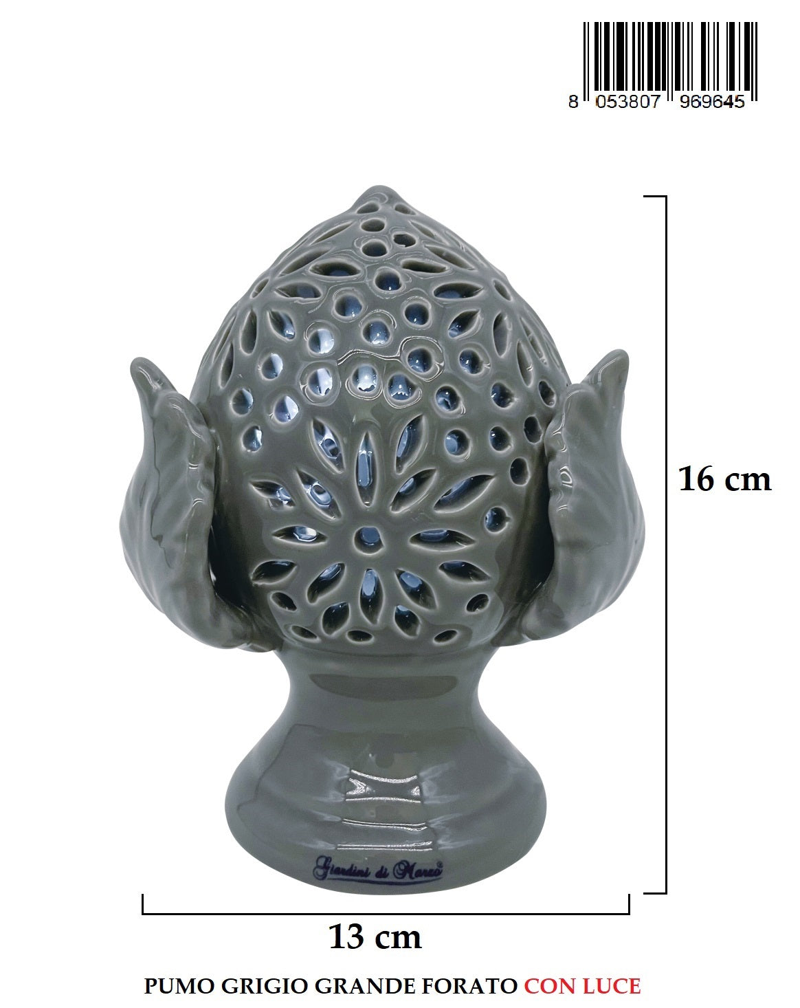 Pumo Grande Grigio Forato H16cm