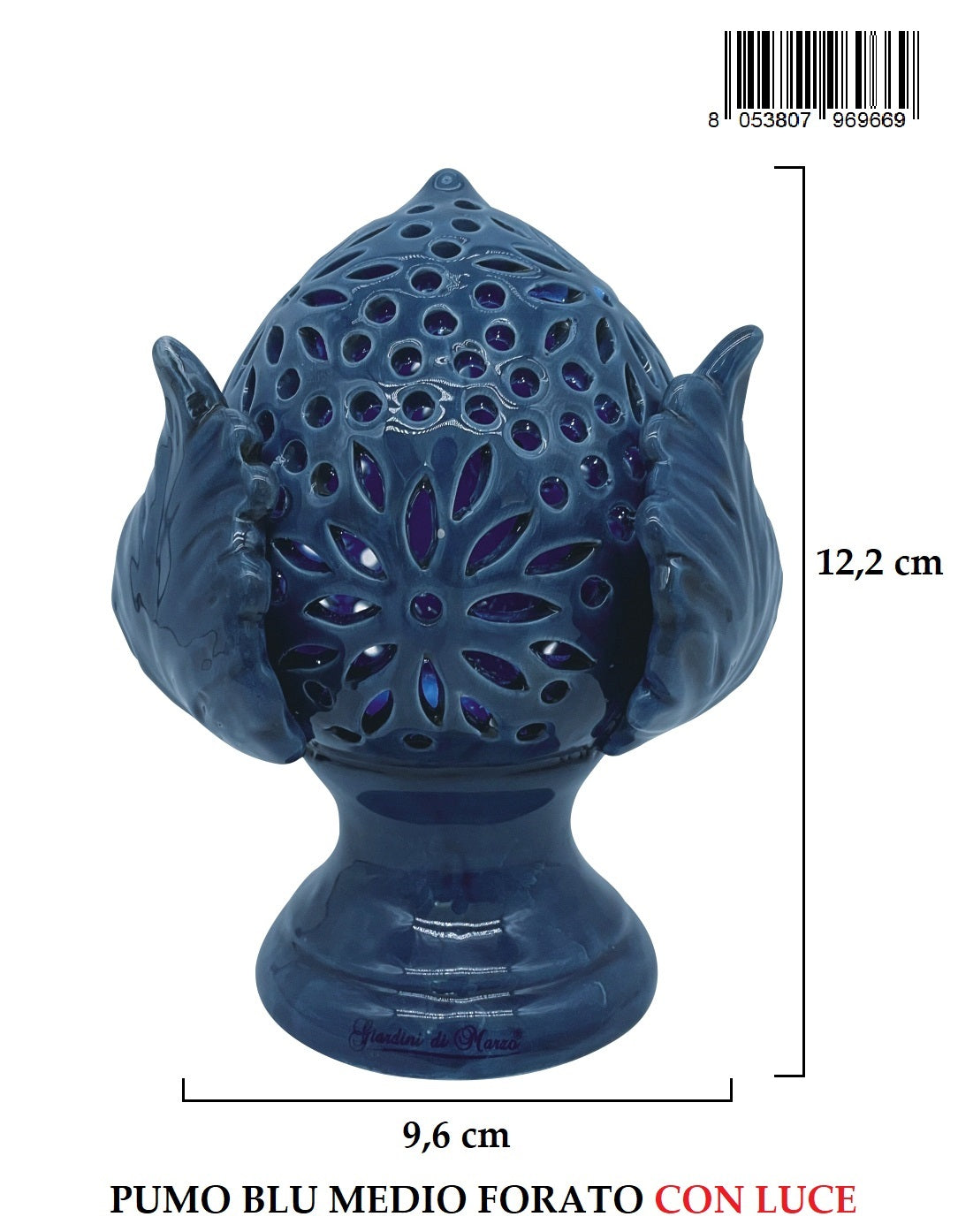 Pumo Medio Blu Forato H12cm