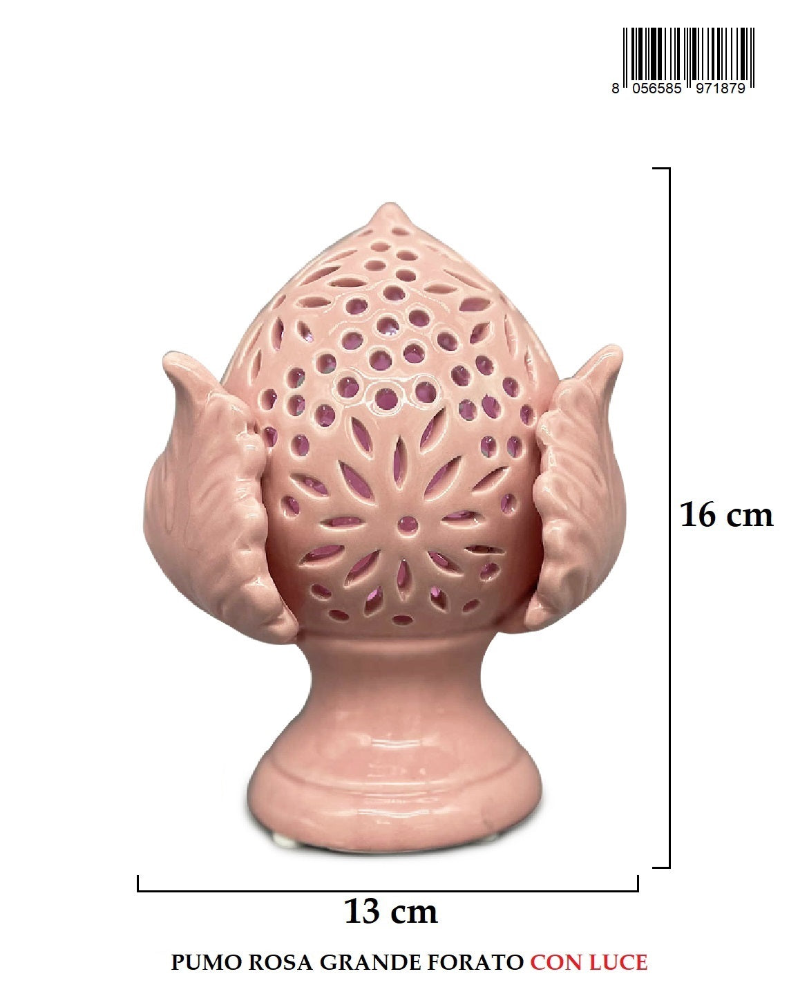 Pumo Grande Rosa Forato H16 Cm