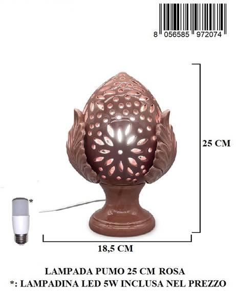 LAMPADA PUMO 25 CM ROSA C/LAMPADINA