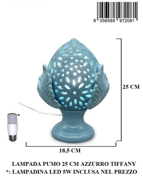LAMPADA PUMO 25 CM AZZURRO TIFFANY
