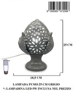 LAMPADA PUMO 25 CM GRIGIA C/LAMPADINA