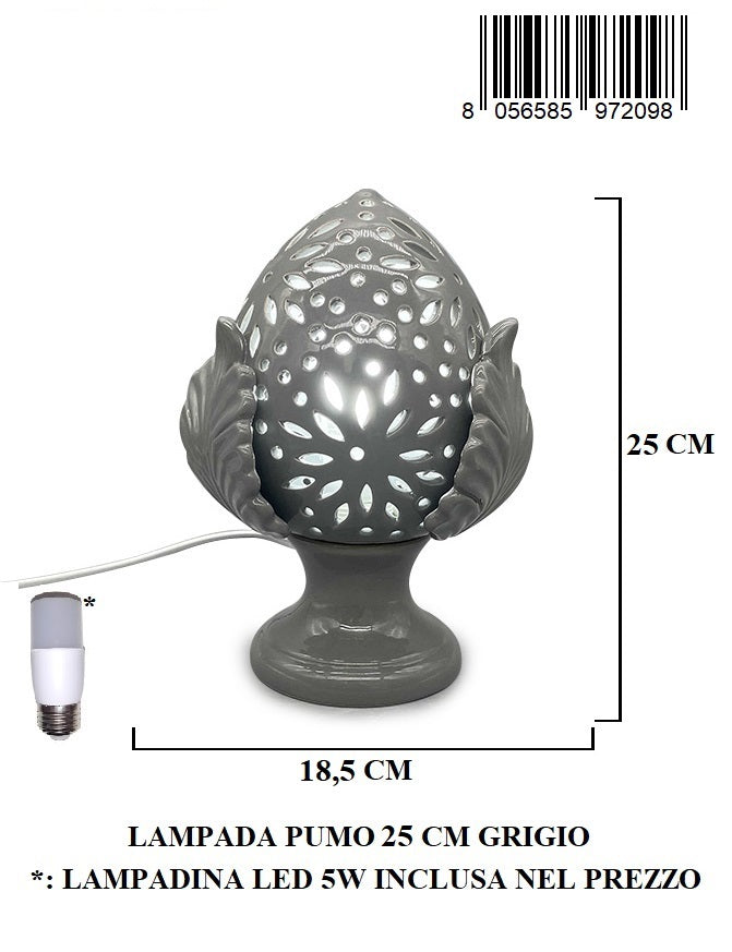 Lampada Pumo 25 Cm Grigia C/lampadina
