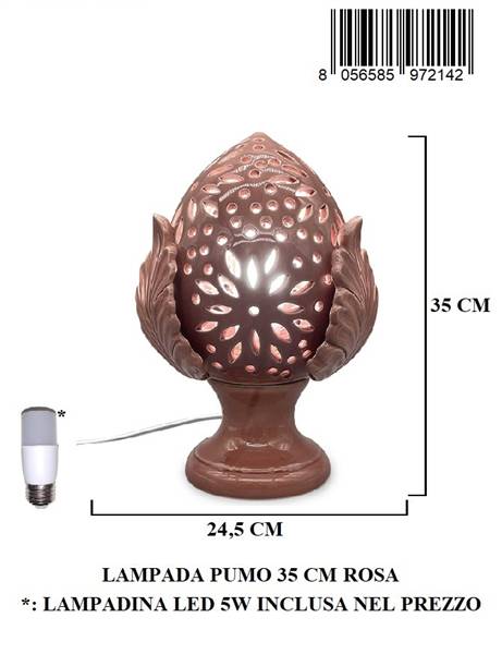 LAMPADA PUMO 35 CM ROSA C/LAMPADINA