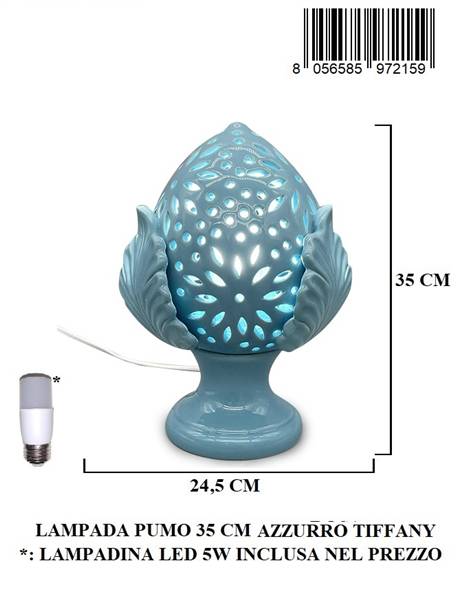 LAMPADA PUMO 35 CM AZZURRO TIFFANY