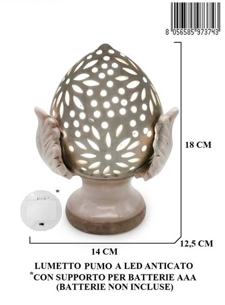 LUMETTO PUMO ANTICATO C/LED A BATTERIE