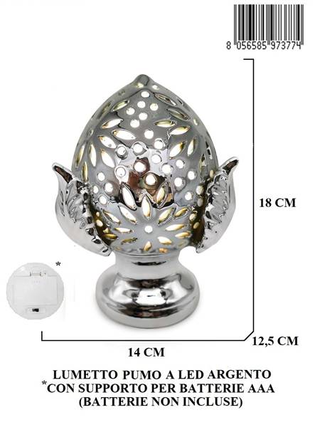 LUMETTO PUMO ARGENTO C/LED A BATTERIE