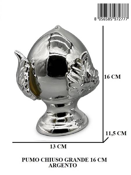 PUMO CHIUSO GRANDE 16 CM ARGENTO