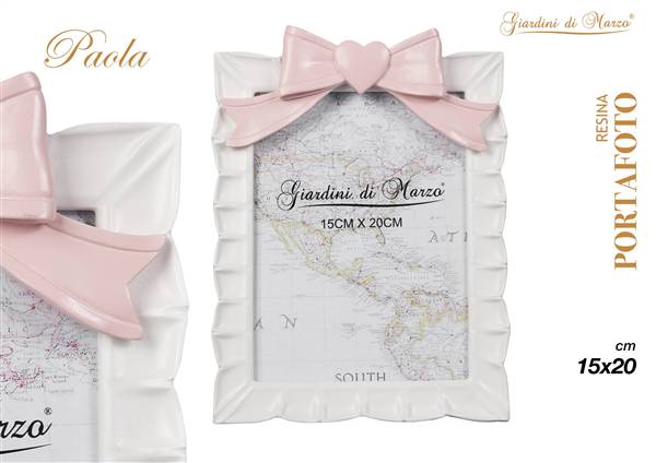 P/FOTO BIANCO FIOCCO ROSA 15X20 MOD. L