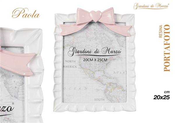 P/FOTO BIANCO FIOCCO ROSA 20X25 MOD. L