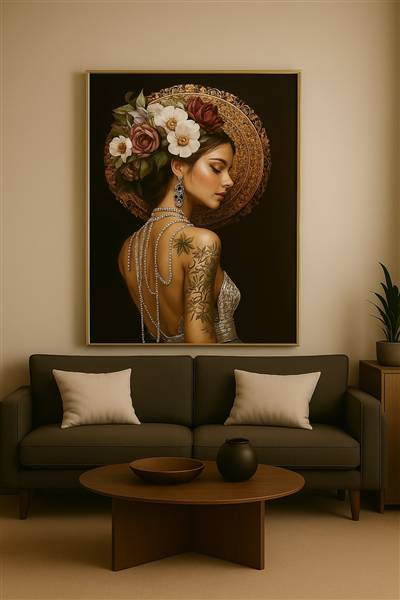 QUADRO DONNA TATUATA PROFILO DX