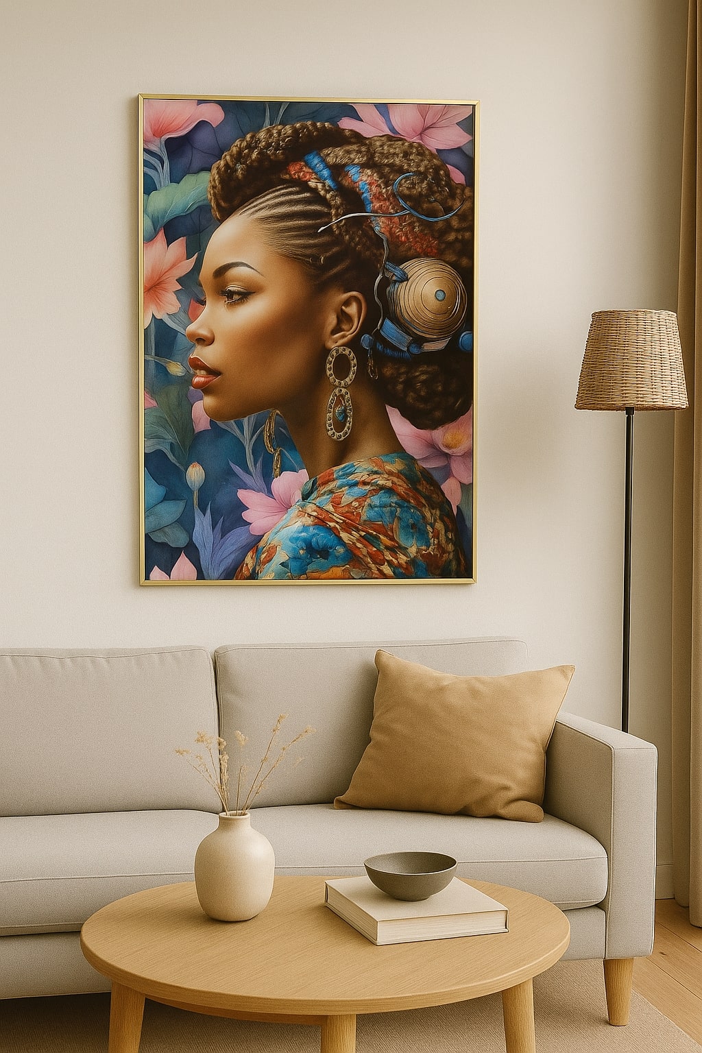 Quadro Donna Afro Capelli Raccolti