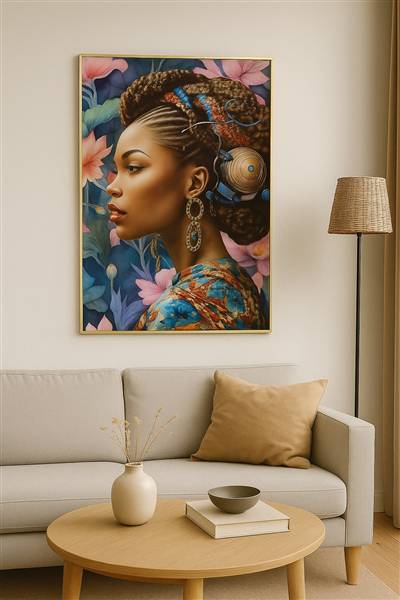 QUADRO DONNA AFRO CAPELLI RACCOLTI