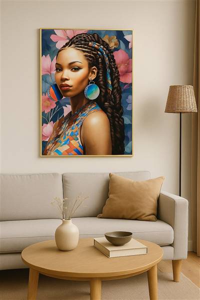 QUADRO DONNA AFRO CAPELLI LUNGHI